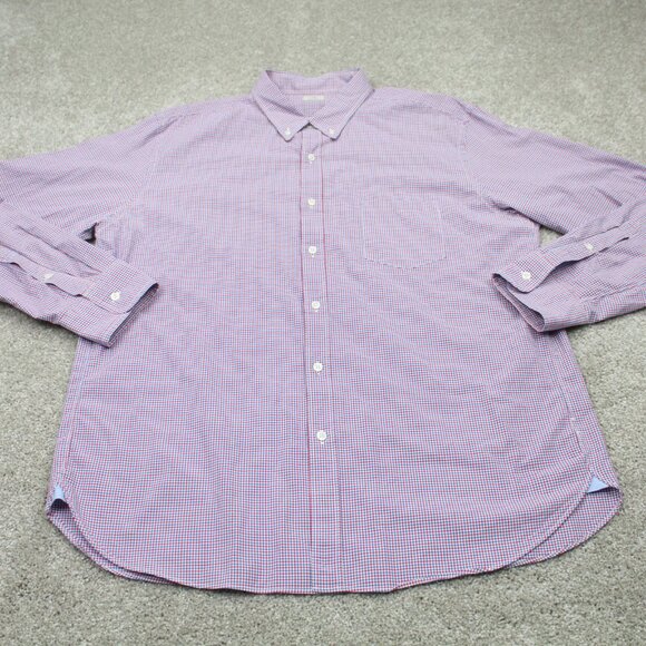 J. Crew Shirt Mens XL,  17-17 1/2 Red/Blue Checkered 2 Ply 100% Cotton L/S - Picture 2 of 12
